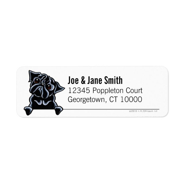 Black Pug Clean & Simple New Gothic Return Address Label (Front)