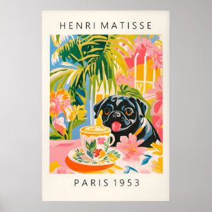 Black Pug Coffee Print Henri Matisse Style Kitchen