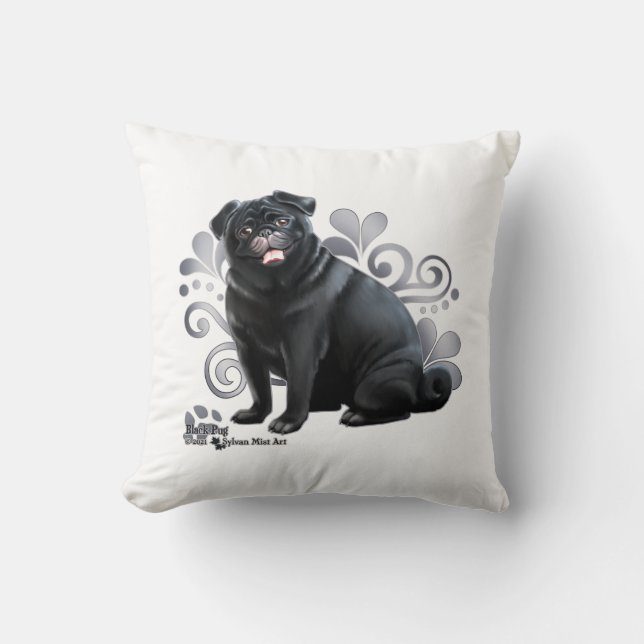 Black Pug Cushion (Front)
