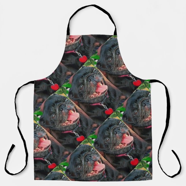 Black Pug Dog Apron (Front)