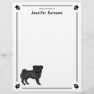 Black Pug Dog Cute Mops Dog Breed Design Custom Letterhead