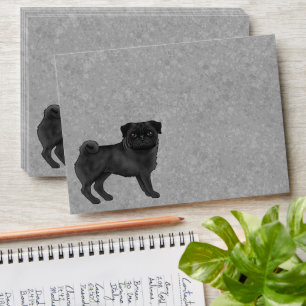 Black Pug Dog Cute Mops Dog Breed Design Grey Envelope