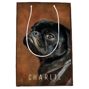 Black Pug Dog Medium Gift Bag