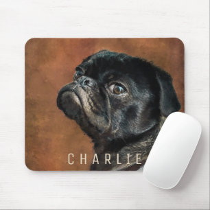 Black Pug Dog Mouse Pad