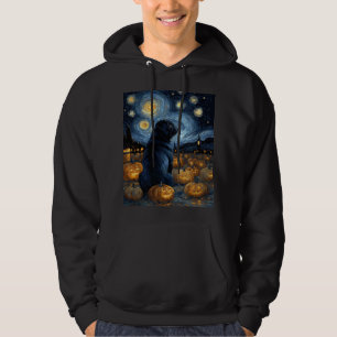 Black Pug dog of van gogh starry night halloween F Hoodie