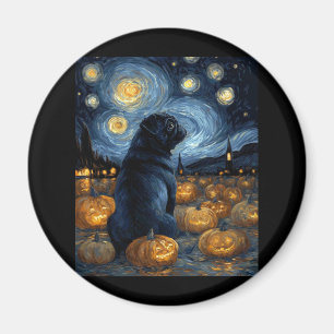 Black Pug dog of van gogh starry night halloween F Magnet