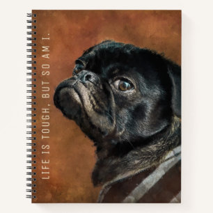 Black Pug Dog Personalised Motivational Notebook