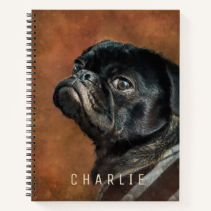 Black Pug Dog Personalised Notebook