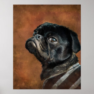 Black Pug Dog Photo Poster