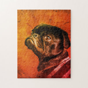 Black Pug Dog Portrait Jigsaw Puzzle