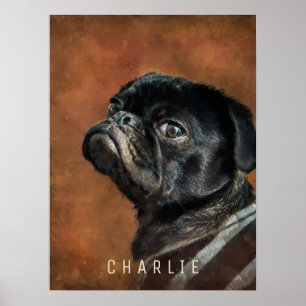 Black Pug Dog Poster