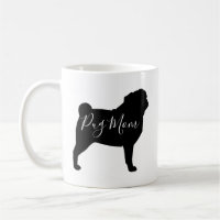 Black Pug Dog Silhouettes Pug Mum Custom