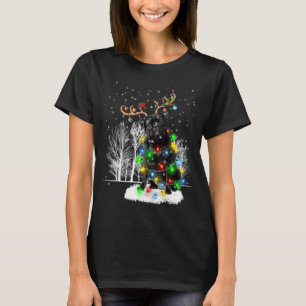 Black Pug Dog Snow Reindeer Santa Hat Christmas Li T-Shirt