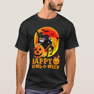 Black Pug Dog Sticking Tongue Out With A Jack O La T-Shirt