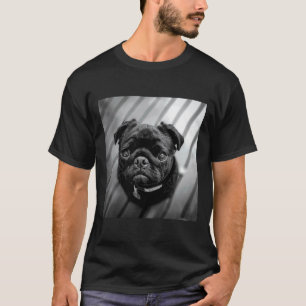 Black Pug Dog with a cute face 436 T-Shirt
