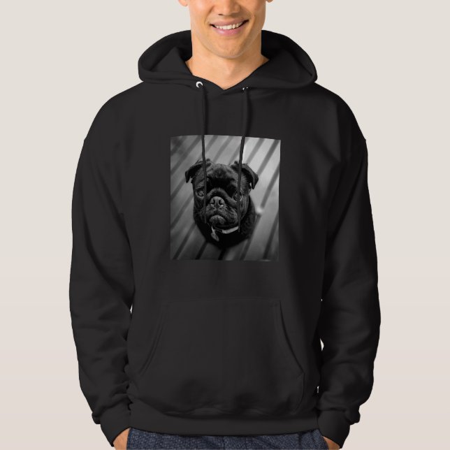 Black Pug Dog with a cute face Classic T-Shirt 436 Hoodie (Front)