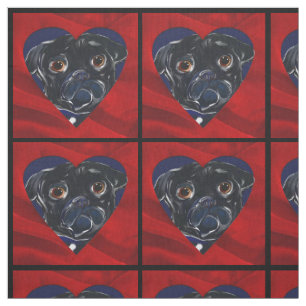 Black Pug Fabric