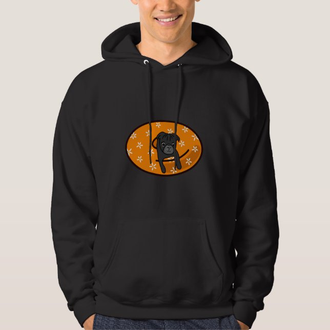 Black Pug in Orange Inner Tube Classic T-Shirt 817 Hoodie (Front)