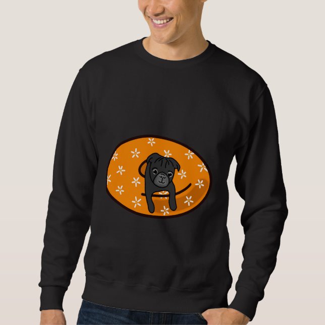 Black Pug in Orange Inner Tube Classic T-Shirt 817 Sweatshirt (Front)