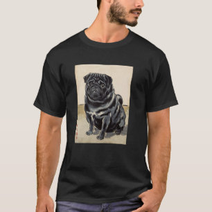 Black Pug Japanese Art Kyosai Dog Vintage Japan Ar T-Shirt