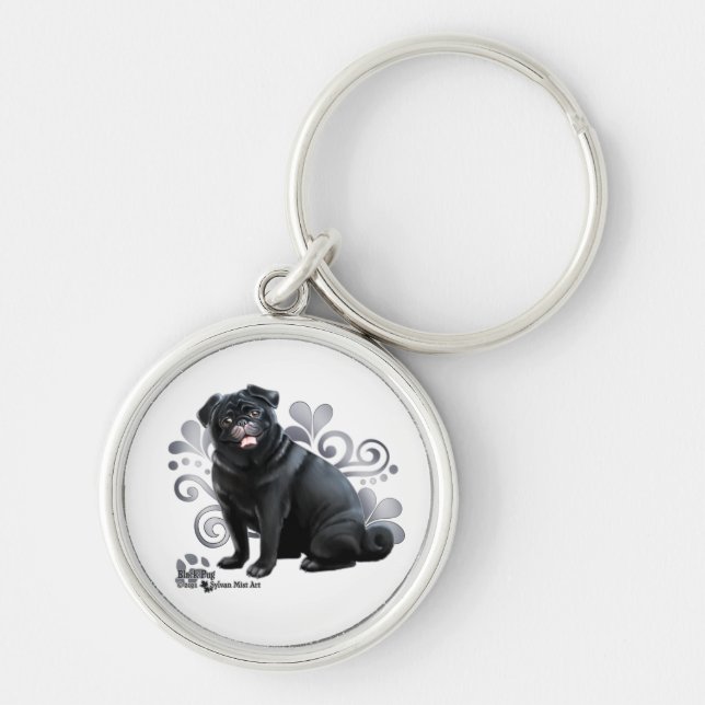 Black Pug Key Ring (Front)