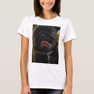 black pug licking T-Shirt