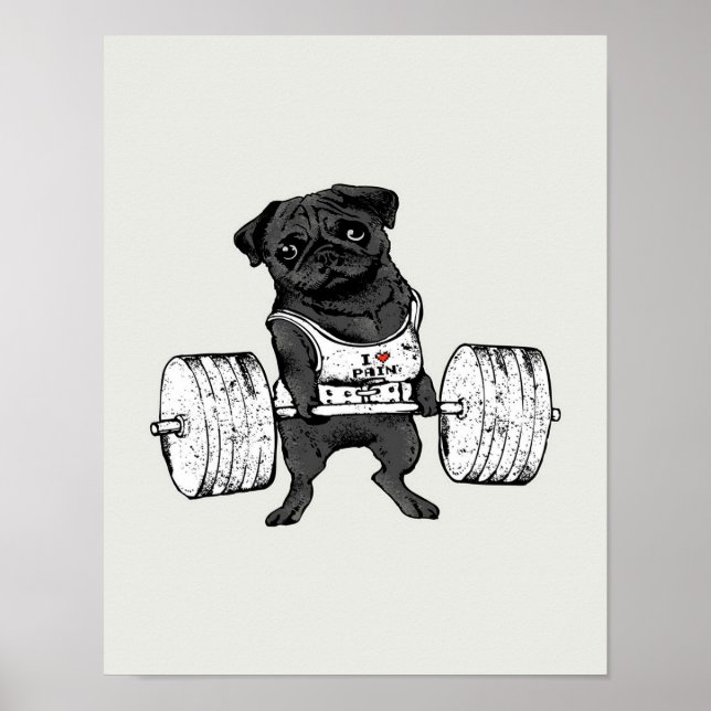 Black Pug  Lift | Funny Pug Lover Poster (Front)
