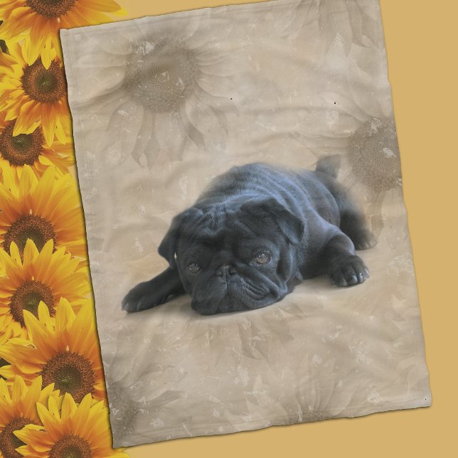 Black Pug Lover Dog Fleece Blanket (Creator Uploaded)