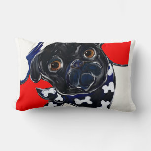 BLACK PUG LUMBAR CUSHION