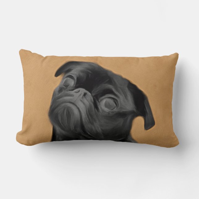 Black Pug Lumbar Cushion (Front)
