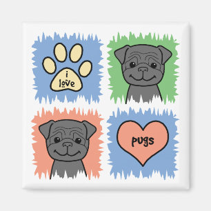 Black Pug Magnet