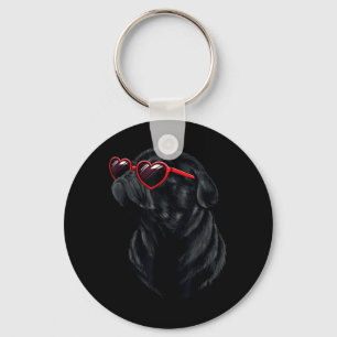 Black Pug Mama Mum Valentine Key Ring