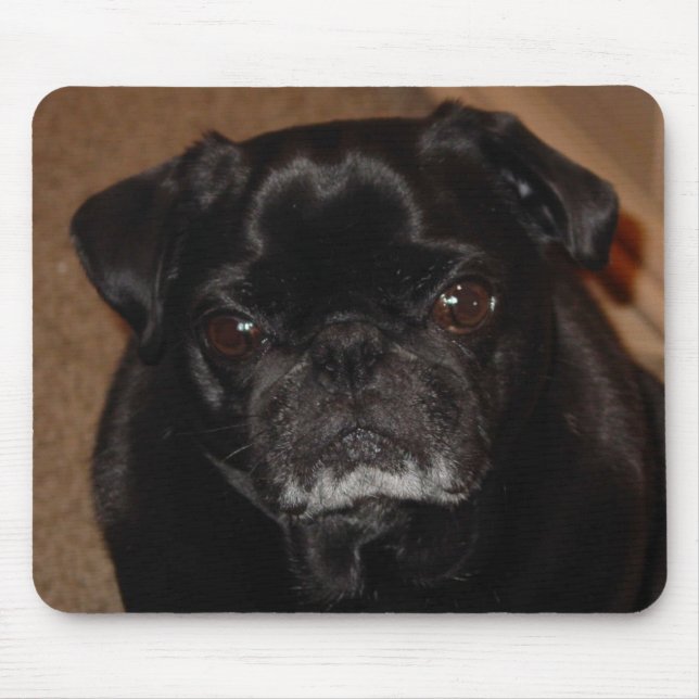 Black Pug Mug Mousepad (Front)