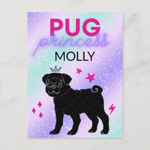 BLACK" PUG PRINCESS"    POSTCARD
