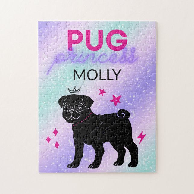 BLACK" PUG PRINCESS" PUZZLE FOR KIDS! (Vertical)