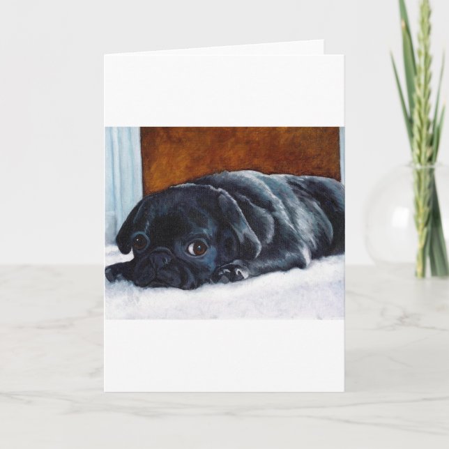 Black Pug Puppy Card (Front)