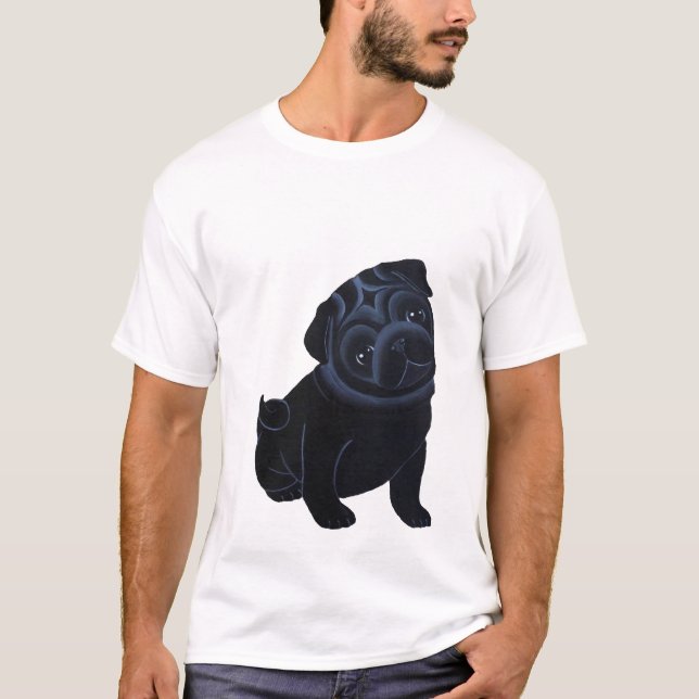 Black Pug Puppy T-shirt (Front)