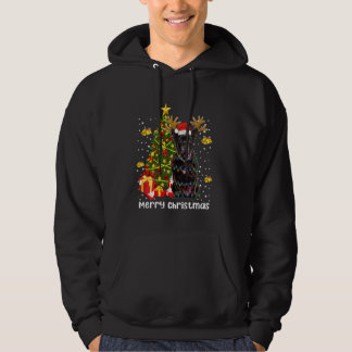 Black Pug Santa Christmas Tree Lights Xmas Reindee Hoodie