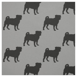 Black Pug Silhouette - Simple Vector Design Fabric