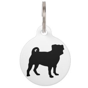 Black Pug Silhouette - Simple Vector Design Pet Tag