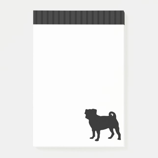 Black Pug Silhouette - Simple Vector Design Post-it Notes (Front)