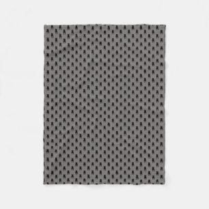 Black Pug Silhouettes on Grey Background Fleece Blanket