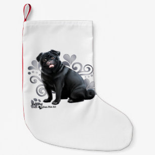 Black Pug Small Christmas Stocking