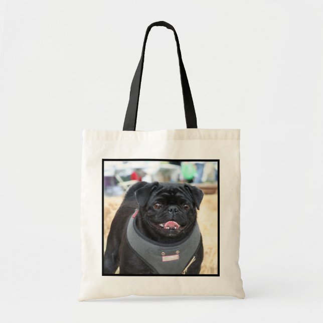 Black pug tote bag (Front)