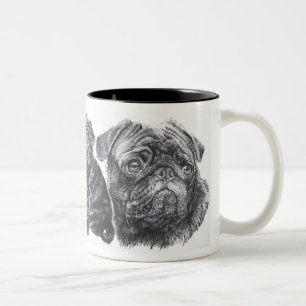 Black Pug Two-Tone Coffee Mug