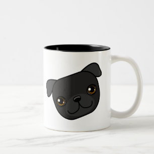 Black Pug Two-Tone Coffee Mug