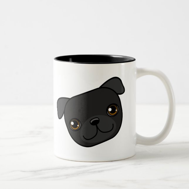 Black Pug Two-Tone Coffee Mug (Right)