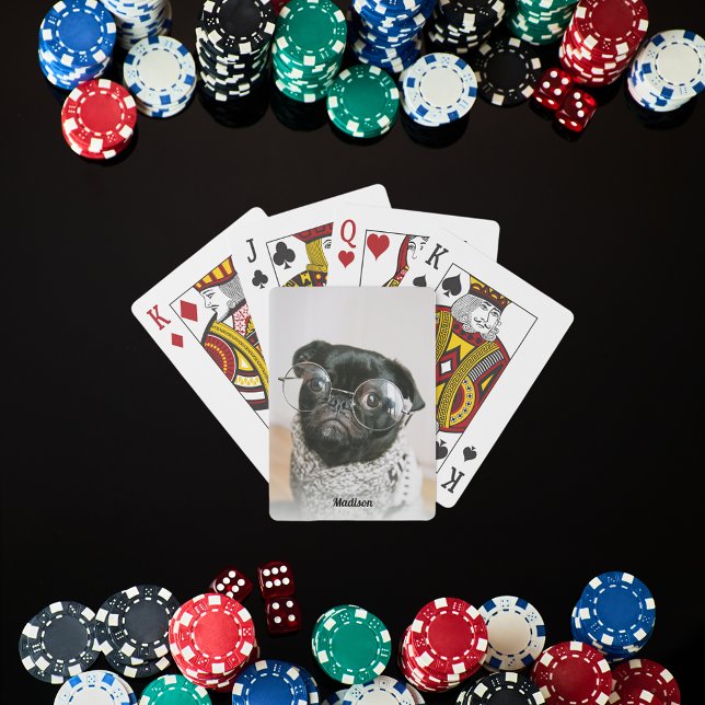 Black Pug Wearing Glasses Playing Cards (Creator Uploaded)