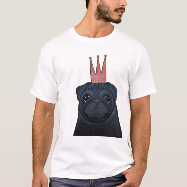Black Pug with Crown T-Shirt (Front)