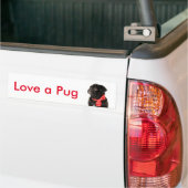 Black pug  with red bow Love a pug Bumper Sticker (On Truck)